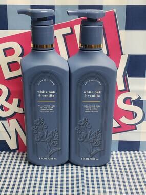 BBW White Oak & Vanilla Cleansing Gel Hand Soap w. Natural Essential Oils 2 Pack